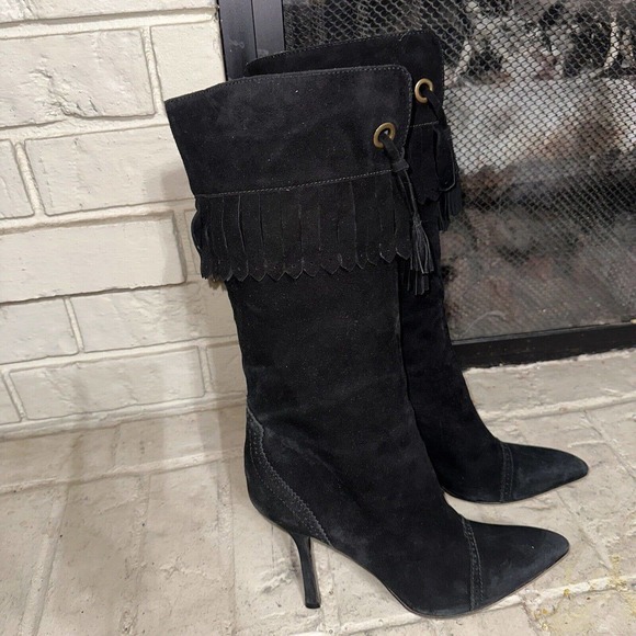 Imagine Vince Camuto Boots Fringe Black Suede Leather Women’s Size 10 - Picture 13 of 16